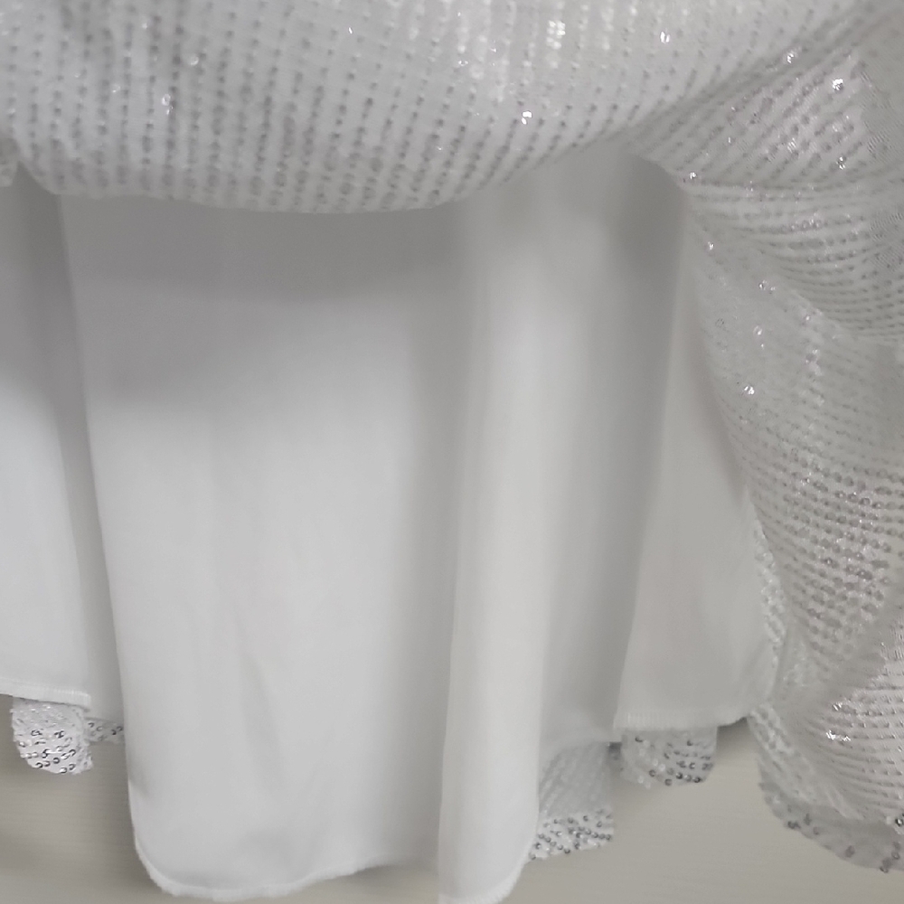 Silver Sequin Dress with White Sleeves - Picture 3 of 5